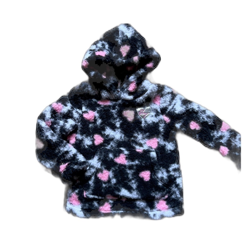 Betsey Johnson Black and White Girls Sherpa Hoodie Size 4